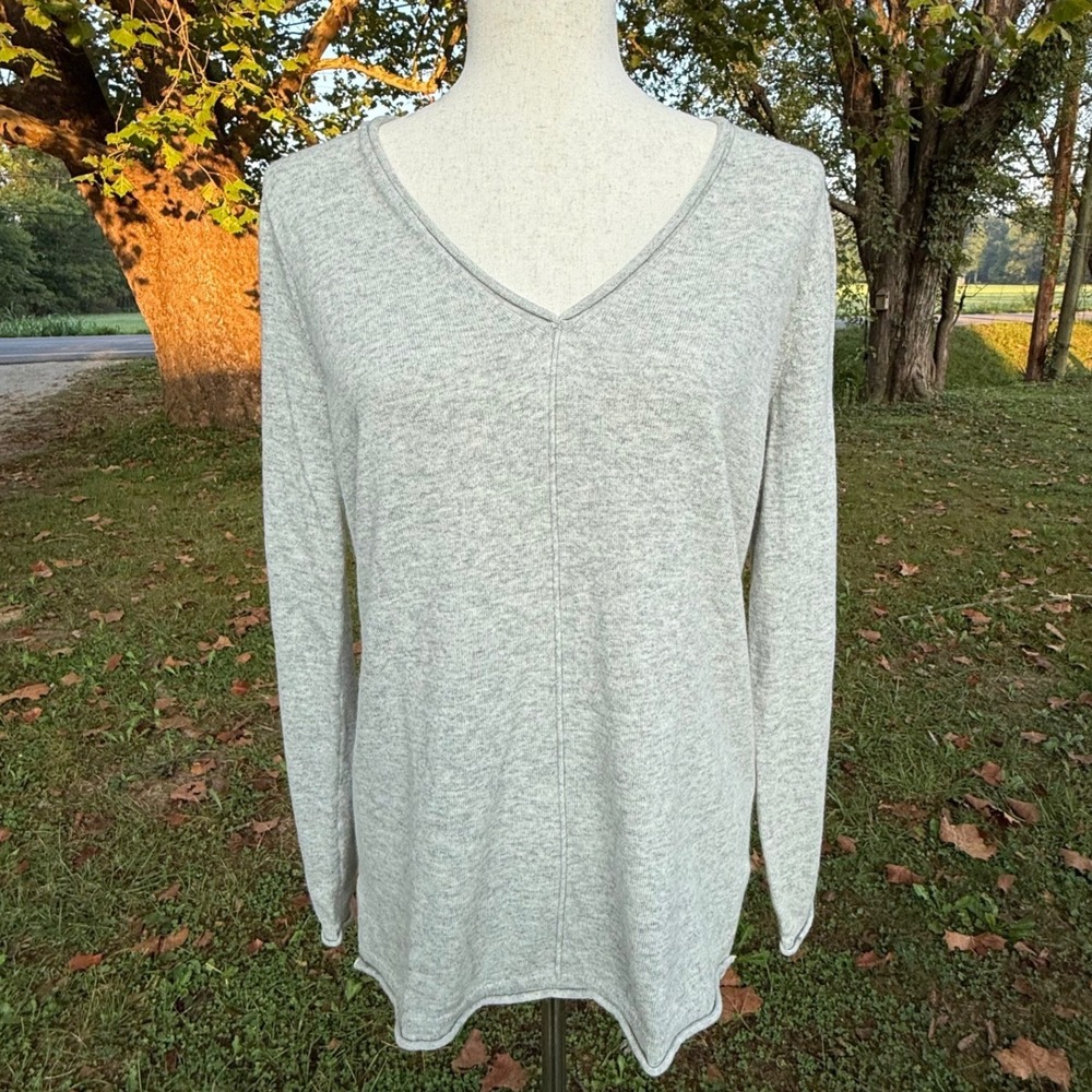 J.Crew Womens V-Neck Cotton Wool Blend Sweater Gray Size S NWT Preppy Soft Knit